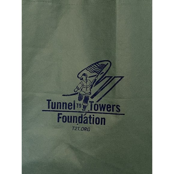 Tunnel to Towers Green Home of the Free Because The Brave Tote Bag 15x15 Reuse - Picture 4 of 5